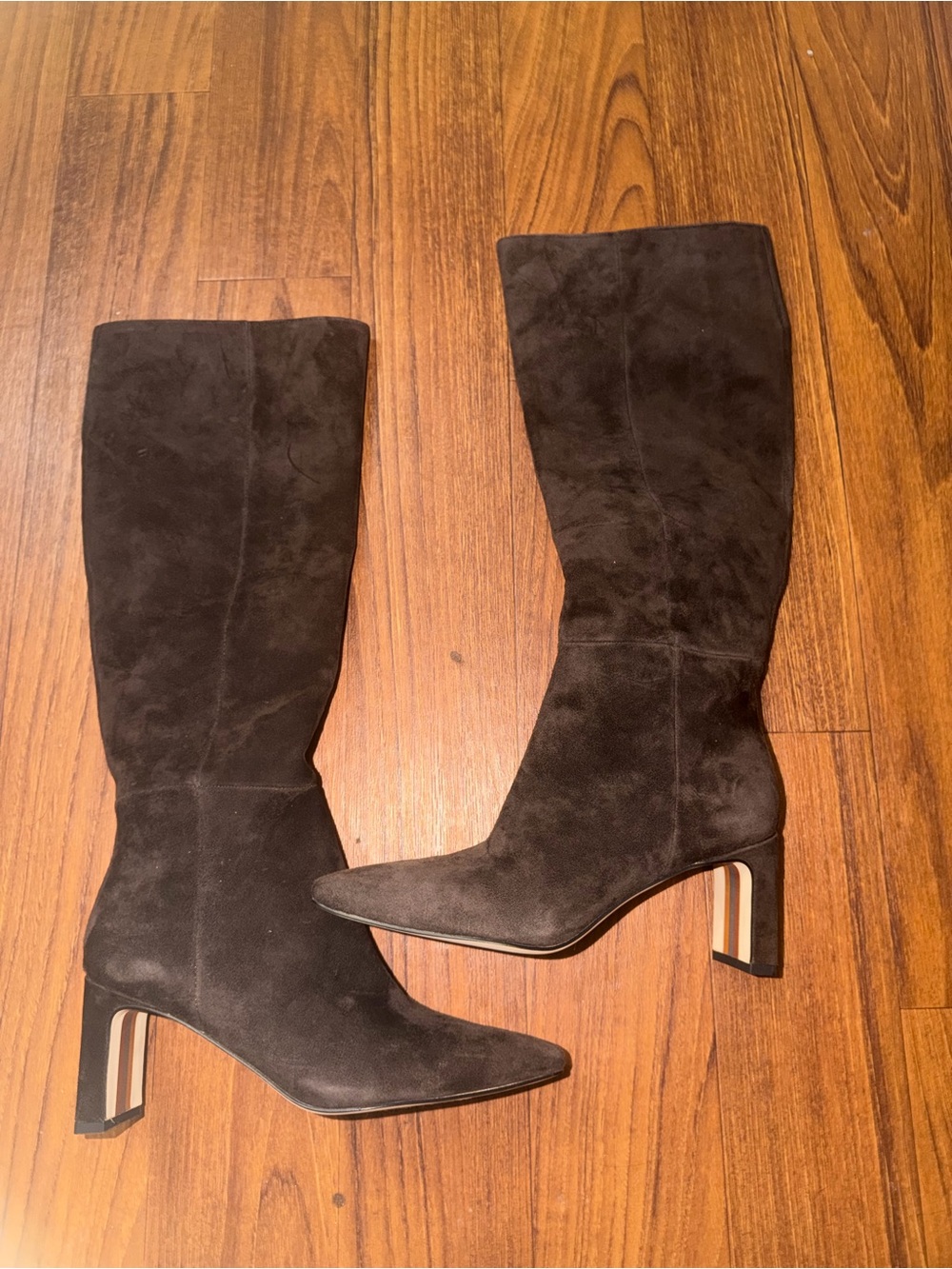 Sam Edelman Black Suede Pointed-Toe Knee Boots